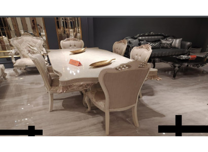 Luxus jídelní pokoj stůl židle jídlo skupina souprava set dřevo stůl stoly židle