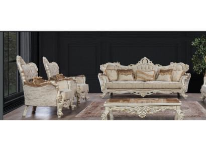 Sofa Sofy Křeslo Sedací souprava 3+1+1 Sedačka Set Látka Barokní styl
