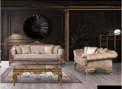 Sofa Chesterfield 3+3 míst Stolička Luxus Set tkanina sada 2ks