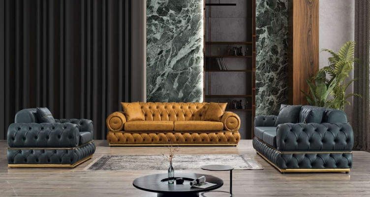 Sofa set 3+3+1 sedadlo set sedací souprava pohovka křeslo pohovky kůže luxus Chesterfield