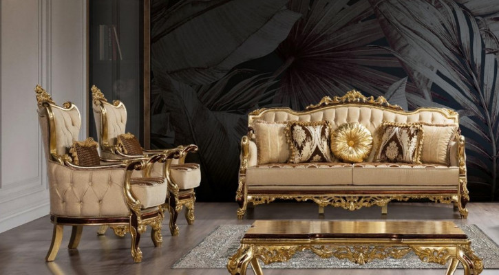 Garnitur sedací souprava 3+1+1 sedák, pohovka, křesla luxusní set design barokní gauč