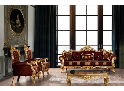 Sofa set Sofa armchairs Sofa set 3+1+1 seater luxury fabric living room Baroque
