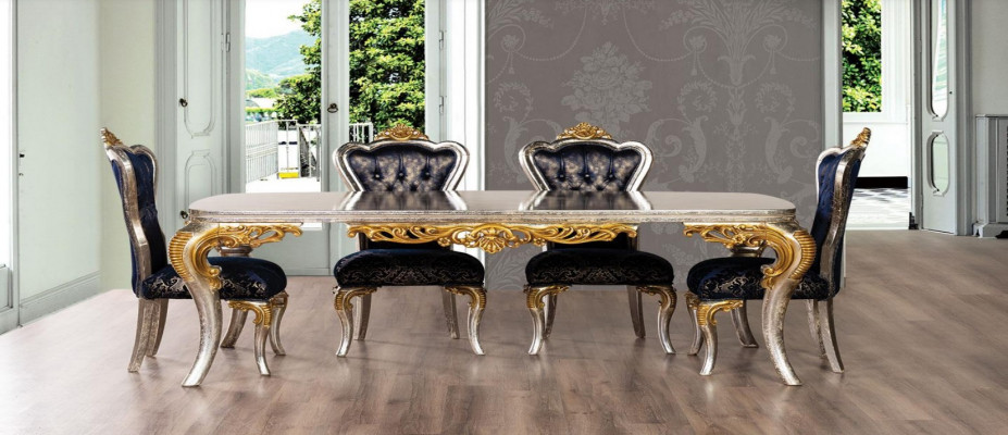 Jídelní pokoj jídelní stůl 4x židle skupina garnýž dřevo stůl stoly židle set.