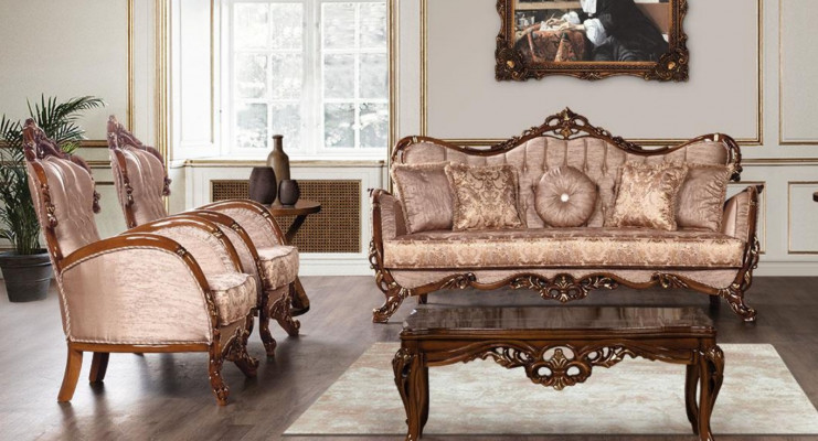 Garnitura Sofa Sedačka s garniturou 3+1+1 Křeslo Sedací souprava Tkanina Baroko Sedadlo Luxus