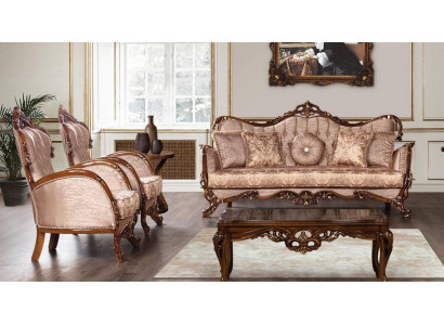 Garnitura Sofa Sedačka s garniturou 3+1+1 Křeslo Sedací souprava Tkanina Baroko Sedadlo Luxus