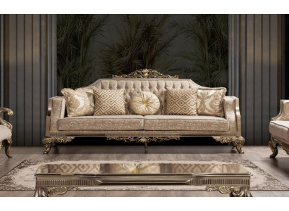 Třísedací sofa 3místná pohovka Pohovky Tkaniny Barokko Rokoko Sedací souprava Design Obývací pokoj