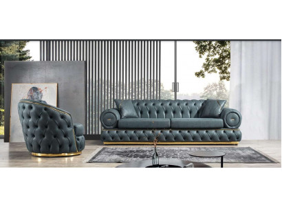 Sofa set 3+1 sezení karnýt sofa pohovky kůže křeslo luxus Chesterfield.