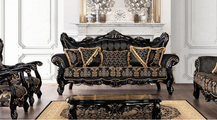 Couch Sitz Dreisitzer Sofa 3 Sitzer Sofas Sessel Stoff Barock Rokoko Möbel 232cm Pohovka Sedadlo Třísedák Pohovka 3 Místná Křesla Tkanina Baroko Rokoko Nábytek 232cm