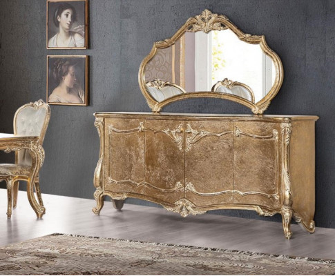 Set komoda s zrcadlem, sestava komod dřevo skupina sideboard nábytek baroko