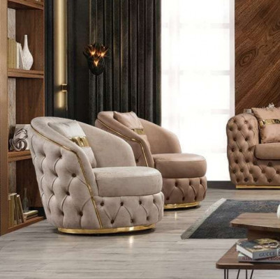 Luxusní moderní stolička v světlém béžovém odstínu od Chesterfield