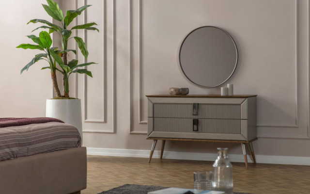 Beige Schlafzimmer Luxus Möbel Designer Doppelbett 2x Nachttische 5tlg