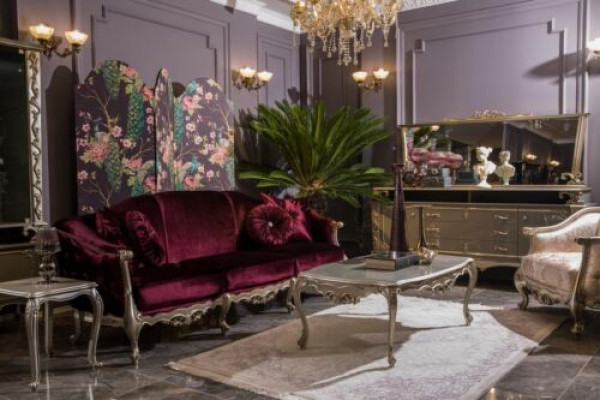 Luxusová sedací souprava s pohovkou, konferenčním stolečkem, konferenčním stolem a křeslem, sestava 5 kusů. Nové.