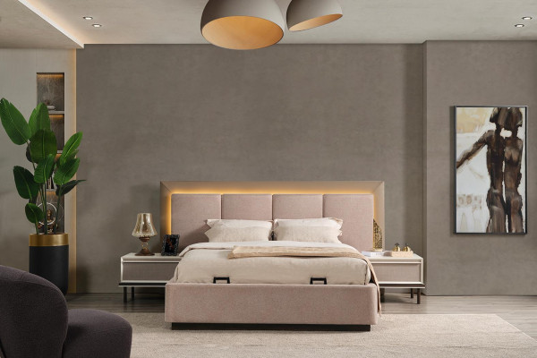 Ložnice Nastavení Postel 2x Noční stolky Toaletní stůl Luxusní nový 5dílný design