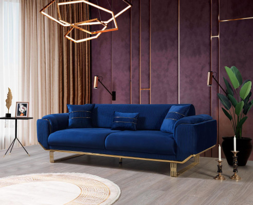 Luxus 3 Sitzer Sofa Wohnzimmer Blau Sofas Design Modern Couch Möbel