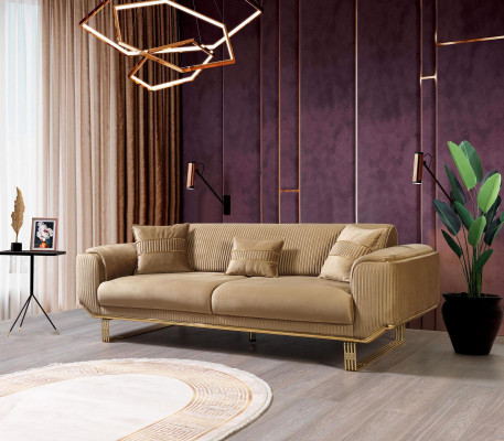 Luxus pohovka 3 místná obývací pokoj Beige Moderní design 234cm Sedací soupravy Nábytek
