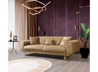 Luxus pohovka 3 místná obývací pokoj Beige Moderní design 234cm Sedací soupravy Nábytek