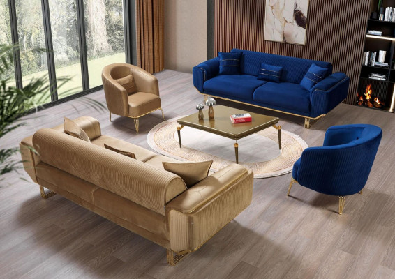 Luxus pohovka 3 místná obývací pokoj Beige Moderní design 234cm Sedací soupravy Nábytek