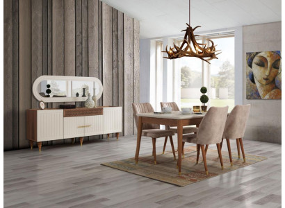 Sada do jídelny 3dílná skupina garnitura jídelní stůl komoda zrcadlo kompletní sada