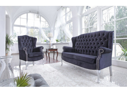 Klassische Chesterfield Sofagarnitur 3+2+2 Sitzer Sofa Couch Polster Samt Neu