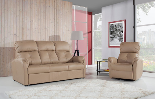 Sofa sestava 3+2+1 Místná sada Pohovka, tapicerovaná pohovka z kůže s elektrickým nastavením.
