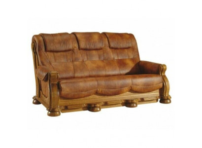 Klasická kožená sedací souprava celkově 3+2+2 dřevěný rám polstrování pohovek