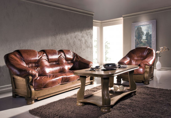 Sofa sestava 3+2 místná Klasická sedací souprava kožená gauče pohovkyčalounění