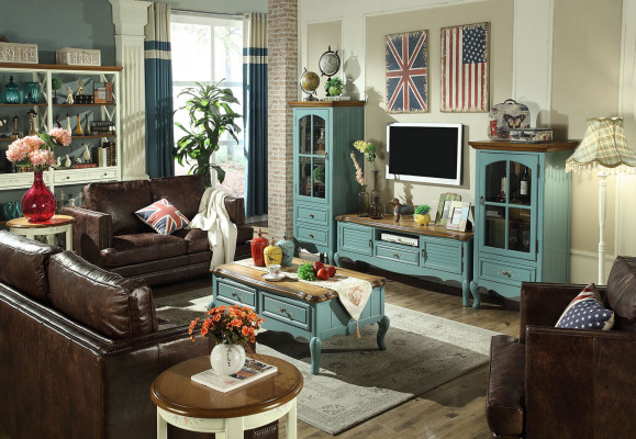 Zemský styl obývací stěna Vitrína Bod Schrank Möbel 3 kusy.