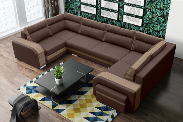 XXL Sedací souprava rohová sedačka Pohovka Pohovka Potah Souprava Růžek Designer U-Form Nový