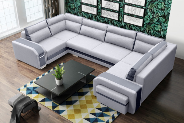 XXL Sedací souprava rohová sedačka Pohovka Pohovka Potah Souprava Růžek Designer U-Form Nový