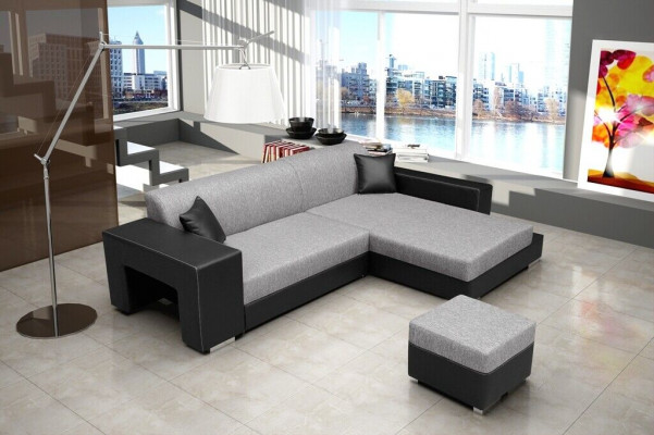 Rozkládací rohová pohovka gauč s funkcí lůžka polstrovaná sedací souprava s funkci spaní Nová