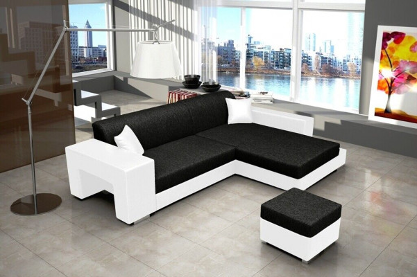 Rozkládací rohová pohovka gauč s funkcí lůžka polstrovaná sedací souprava s funkci spaní Nová