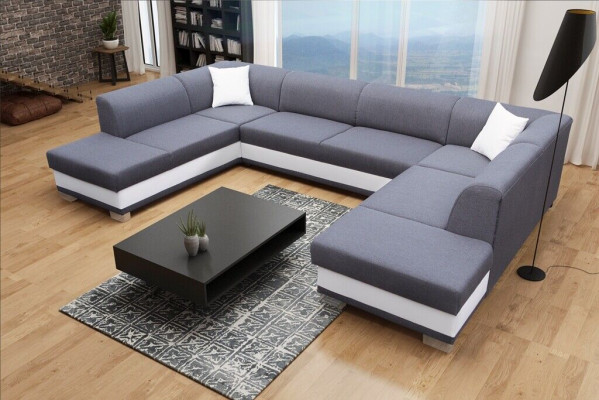 Užitná plocha rohové sedací soupravy XXL Garnitur Ecke Designer U-Form Nová Pohovka.