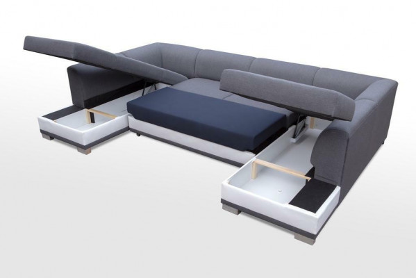 Užitná plocha rohové sedací soupravy XXL Garnitur Ecke Designer U-Form Nová Pohovka.