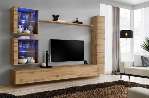 Braun stěnová jednotka nástěnná skříň designový TV stojan zařízení policový systém moderní.