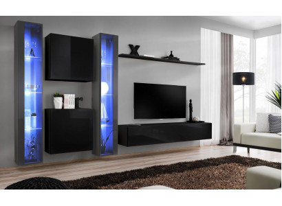 Dřevěný nábytek Kompletní stěnová sestava Skříň Luxus Vitrína Vybavení
