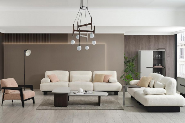 Designer Bílá pohovka Luxusní obývací sestava Selegantní křeslo