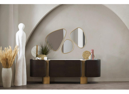 Moderní černozlatý komodník se zrcadlem od designéra luxusní komoda 2 kusy