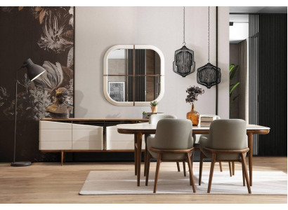 Hnědo-bílý nábytek do jídelny, designová jídelní sestava Luxury 9ks set