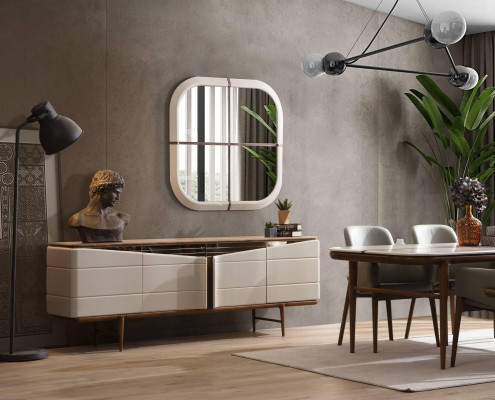 Hnědo-bílý nábytek do jídelny, designová jídelní sestava Luxury 9ks set
