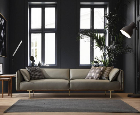 Designer obývací sestava luxusní kožené pohovky textilní křesla 3 kusy