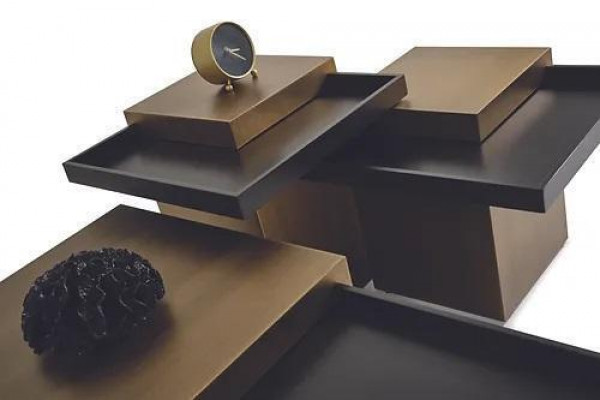 Moderní set stolů do obývacího pokoje, luxusní nábytek, 3 dřevěné konferenční stolky