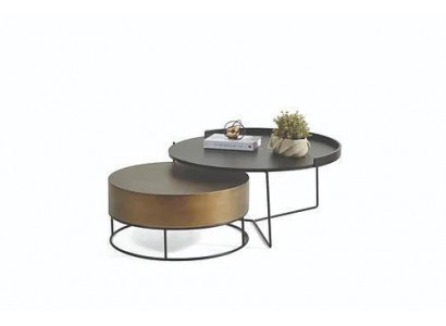 Designer 2x nízký stolek Moderní kulatý konferenční stolek set z kovu