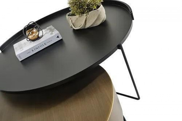 Designer 2x nízký stolek Moderní kulatý konferenční stolek set z kovu