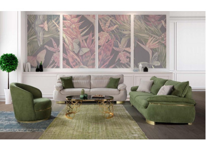 Sofa set 3+3+1 sedák šedá pohovka čalouněný nábytek látkový nábytek