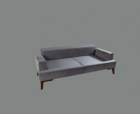 Elegantní šedá pohovka třísedák sametový nábytek do obývacího pokoje.