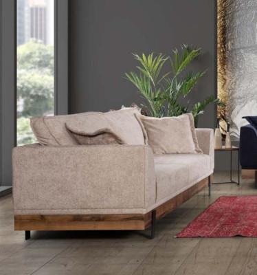 Obývací pokoj Pohovka 3místná Beige Textil Pohovky Nábytek