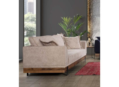 Obývací pokoj Pohovka 3místná Beige Textil Pohovky Nábytek