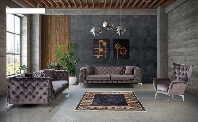 Sedací souprava Taupe křeslo tříosý 331 Chesterfield setedačka.