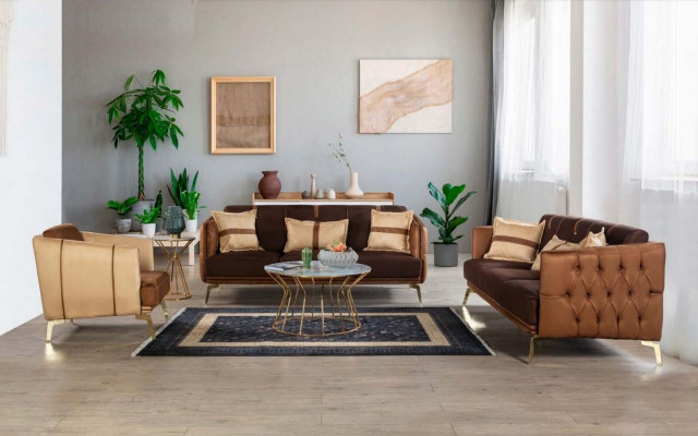 Moderní křeslo jednosedák hnědá polstrovaná židle s čalouněním z textilu