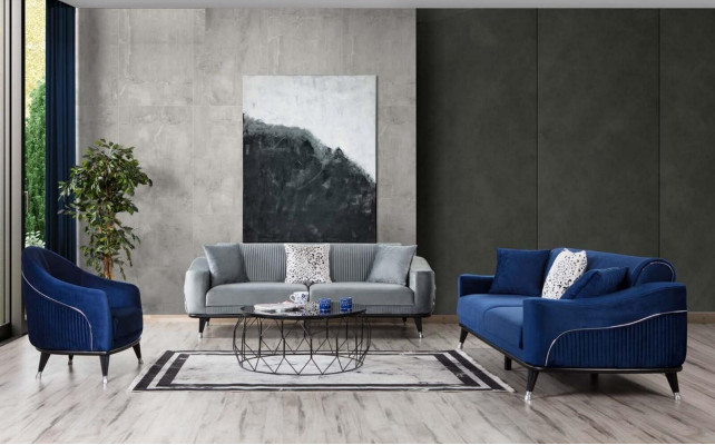 Luxus Sessel 1 Sitzer Wohnzimmer Stoff Polyester Stil Modern Design